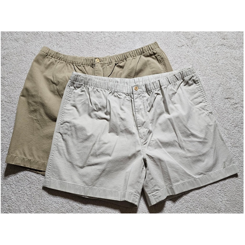Two Pair‎ Nautica Men's Khaki Shorts Zip Elastic Waist Casual Comfort Summer XXL